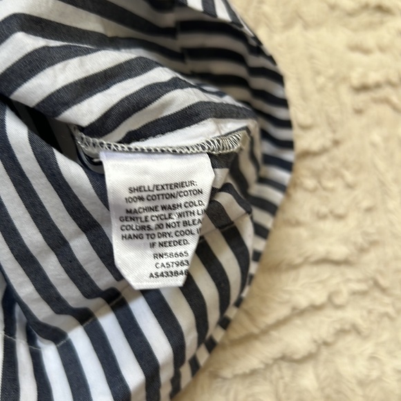 1901 Navy White Striped Button Down Shirt Dress, 100% cotton,  Size 10 - Picture 8 of 13